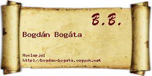 Bogdán Bogáta névjegykártya