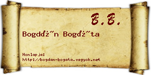 Bogdán Bogáta névjegykártya